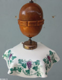 Lampa pendul cu abajur din sticla in maniera Art Nouveau cu vita de vie