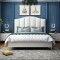 Pat Musset 160x190 cm Tapitat Catifea Nuanta Crem Somiera Inclusa (cod 6607)