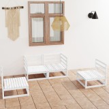 Gossi set mobilier de gradina, 4 piese, alb, lemn masiv de pin