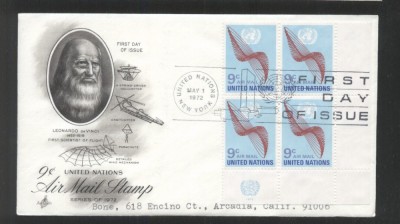 UN New York 1972 Airmail definitives Mi.245 x 4 FDC UN.159 foto