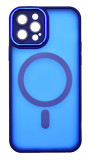 Husa tip MagSafe, Camera Protection Matte Silicon pentru iPhone 12 Pro Albastru