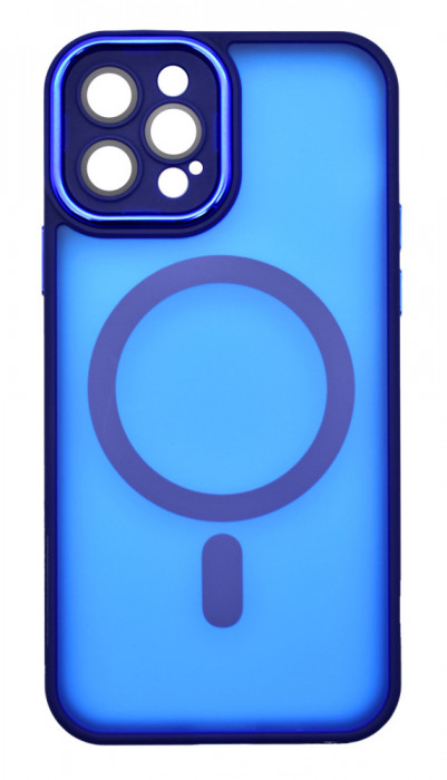 Husa tip MagSafe, Camera Protection Matte Silicon pentru iPhone 14, Albastru
