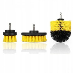 Set 3 Perii Rotative Din Plastic, De Curatat Suprafete, Covoare, Cu Adaptor, Diferite Marimi, Pentru Bormasina, Autofiletanta Sau Masina De Gaurit