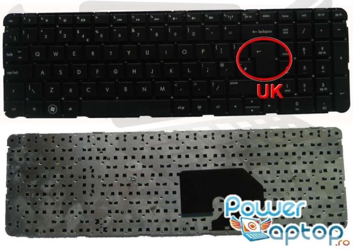 Tastatura HP Pavilion dv7 6b90 layout UK fara rama enter mare, Pavilion dv7 6c00 CTO layout UK fara rama enter