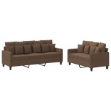 Cumpara ieftin Set de canapele cu perne, 2 piese, maro, textil