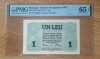 ROMANIA 1 Leu BGR 1917 gradata PMG 65 UNC. Banca Generala Romana . Necirculata .