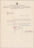 HST A1559 Semnătură olografă Sabin Manuilă 1934 Institutul de Demografie