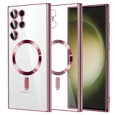 Husa MagSafe pentru Samsung Galaxy S23 Ultra S918, Techsuit, Luxury Crystal, Roz foto