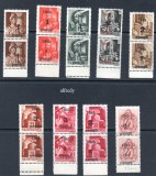 ROMANIA 1945, Oradea I lot 9 perechi verticale diferite tip 1+2, MNH