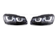 Set faruri VW GOLF VI (5K), 10.2008-, dynamic indicator; cu LED daytime running light; D2S; electrical; negru; fara becuri; TUNING; Omologare ECE; ha