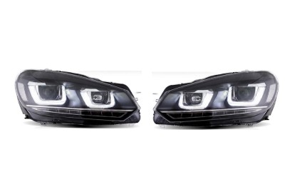 Set faruri VW GOLF VI (5K), 10.2008-, dynamic indicator; cu LED daytime running light; D2S; electrical; negru; fara becuri; TUNING; Omologare ECE; ha foto