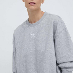 adidas Originals bluză Essentials Crew Sweatshirt femei, culoarea gri, melanj, IA6499