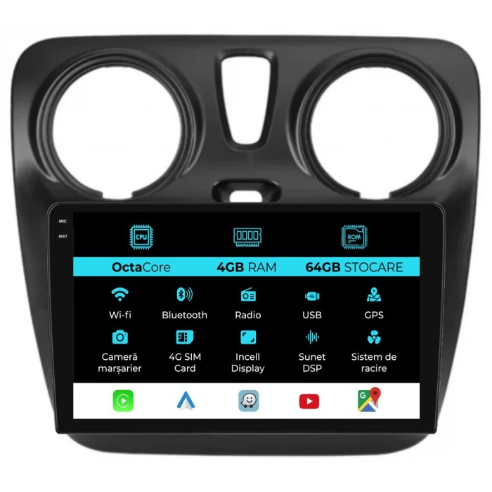 Navigatie Dedicata Dacia Dokker Lodgy (2012-2020),Incell 9Inch, 4Gb Ram, 64Gb Stocare, Carplay