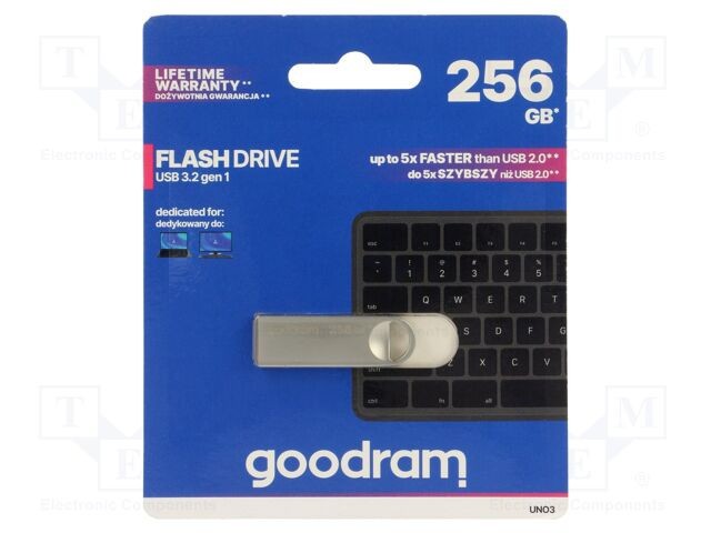 Pendrive GOODRAM USB 3.2 256GB Argintie - R: 60MB/s, W: 20MB/s