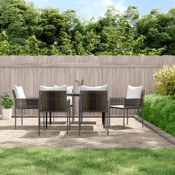 Gossi scaune de gradina cu perne, 6 buc., maro, 54x61x83 cm poliratan