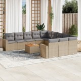 VidaXL Set canapele de grădină, 12 piese, cu perne, bej, poliratan