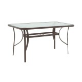 Cumpara ieftin Masă de grădină Ensure &ndash; Blat sticlă Waterwave&reg; 5 mm &amp; cadru metalic alb, 120&times;70&times;70 cm