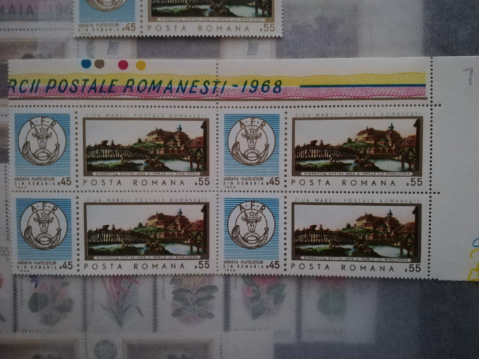 Ziua marcii postale, 1968, bloc 4 cu margine de coala, nr. 685, MNH