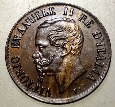 E.014 ITALIA VITTORIO EMANUELE II 1 CENTESIMO 1867 M XF EROARE foto