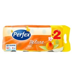 Hartie Igienica PERFEX Deluxe Peach, 3 Straturi, 10 Role/Bax, 145 File/Rola, Hartie cu Parfum de Piersici, Hartie Igienica Parfumata, Hartie Igienica foto