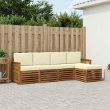 vidaXL Set de canapele de exterior cu pernă 5 pcs Natural și Crem 3384236
