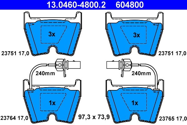 ATE 13.0460-4800.2 set placute frana,frana disc