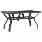Cumpara ieftin Masa de gradina, gri si negru, 140x70x70 cm, otel si sticla
