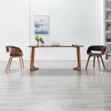 vidaXL Scaun de bucătărie, gri, lemn curbat și material textil