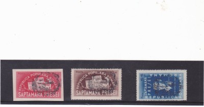 ROMANIA1948 LP 243 SAPTAMANA PRESEI DEMOCRATE CU SUPRATIPAR TIRAJ 1500 MNH 3 v foto