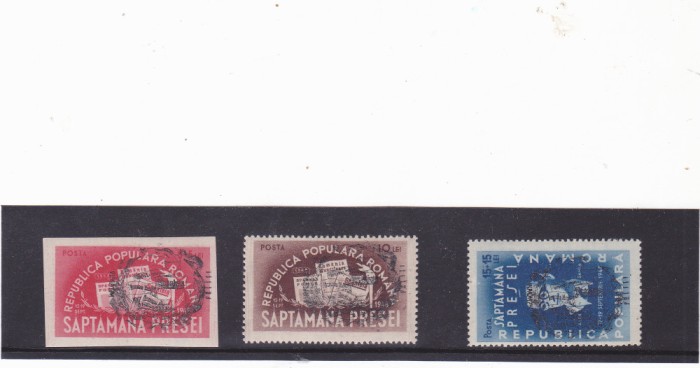 ROMANIA1948 LP 243 SAPTAMANA PRESEI DEMOCRATE CU SUPRATIPAR TIRAJ 1500 MNH 3 v