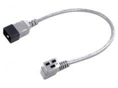 Cablu IEC C19 mamă unghi, IEC C20 tată, 3x1,5mm&sup2;, 0,5m
