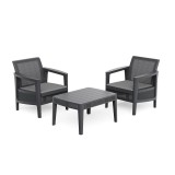 Atlas linea set balcon din plastic cu pernă gri grafit