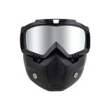Masca protectie fata, plastic dur + ochelari ski, lentila argintie, AD03