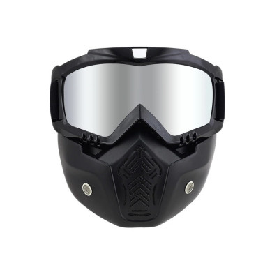 Masca protectie fata, plastic dur + ochelari ski, lentila argintie, AD03 foto