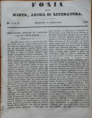 Foaia pentru minte , inima si literatura , nr. 5 si 6 , 1856 foto