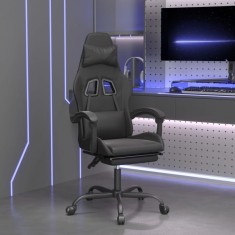 Scaun de gaming pivotant/suport picioare negru piele ecologică foto
