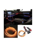 Fir neon auto electroluminiscent El Wire 5m cu lumina Portocalie cu droser si mufa bricheta, Xenon Bright