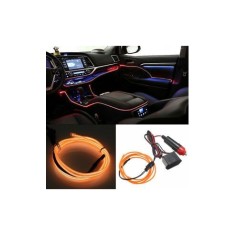 Fir neon auto electroluminiscent El Wire 2m cu lumina Portocalie cu droser si mufa bricheta