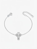 Cumpara ieftin Bratara din Argint 925 cu Pandantiv Cruce Dubla E i Zirconiu , Eleganta E i Simbolism