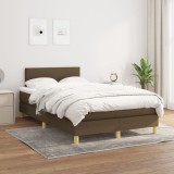 vidaXL Pat box spring cu saltea, maro &icirc;nchis, 120x200 cm, textil