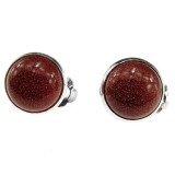 Cercei clips cu Piatra Soarelui maro 12 MM