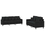 Cumpara ieftin Set de canapele cu perne, 2 piese, negru, catifea