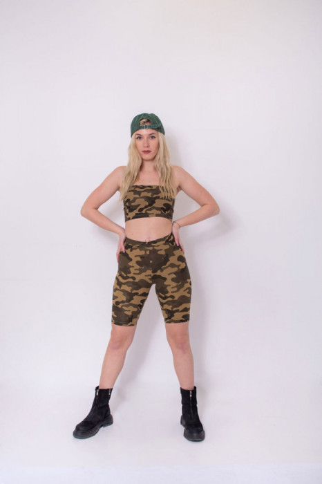 Pantaloni tip ciclism camuflaj Pull&amp;Bear