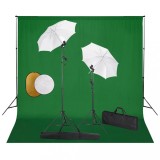 VidaXL Set studio foto cu lămpi, umbrele, fundal și reflector