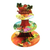 Etajera pentru Prajituri, Cyrax, din Carton, 3 Nivele, 16/22/29 cm Diametru, Inaltime 38 cm, Tema Dinozauri, Multicolor