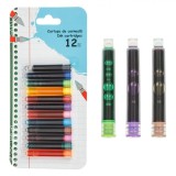 Set Cartușe Cerneală Stilou, 12 Bucăți, Multicolor