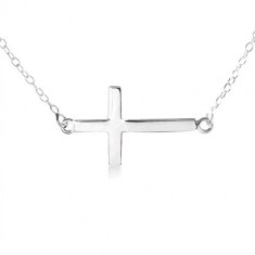 Colier realizat din argint 925, lanț finuț, pandantiv cruce luciosă plată