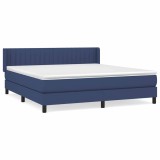 Cumpara ieftin Pat box spring cu saltea, albastru, 180x200 cm, material textil
