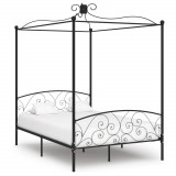 Cadru de pat cu baldachin, negru, 120 x 200 cm, metal GartenMobel Dekor, vidaXL