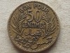TUNISIA-50 CENTIMES 1921, Africa, Bronz-Aluminiu